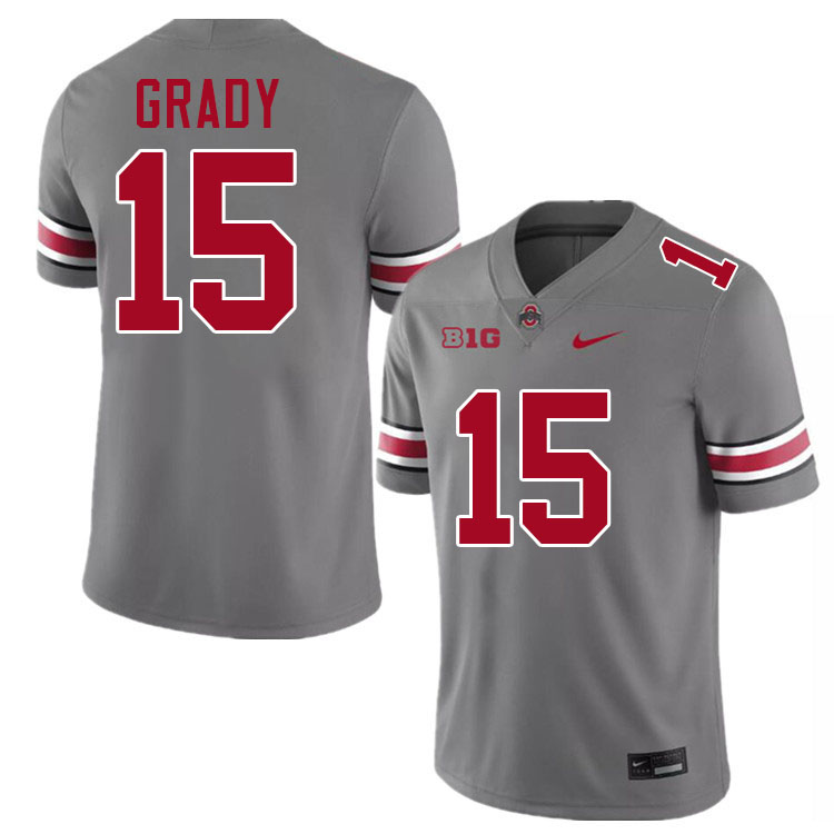 #15 Zion Grady Ohio State Buckeyes Jersey College Football Uniforms-Grey #15 Zion Grady Ohio State Buckeyes Jersey College Football Uniforms-Grey
